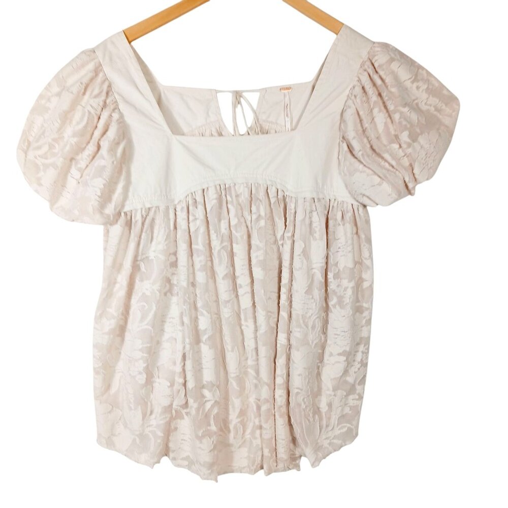 Free People "Sunrise to Sunset" Top, Color Champagne Dream, Size Small, Babydoll
